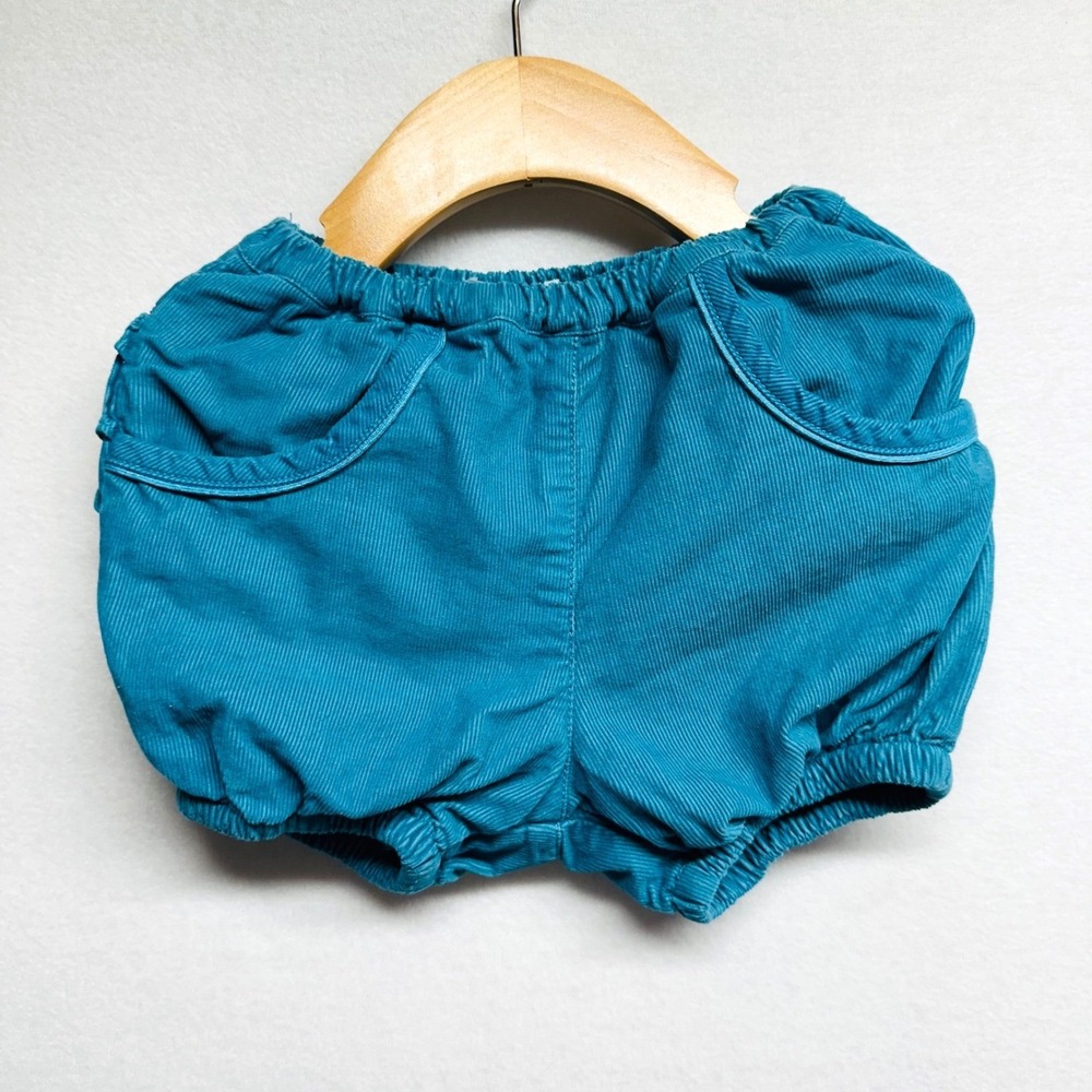 Baby Boden Bloomers Kids 12-18M Teal Blue Ruffle Butt‎ Corduroy Bubble Shorts